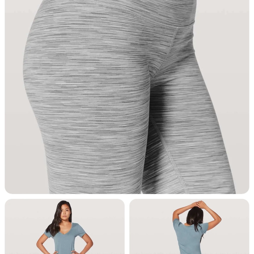 Size 8, Lululemon wunder under 25” inseam, Ombre Melange Space Dye White
